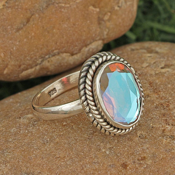 Amazon.com: Royaljewelryhut Angel Aura Quartz Gemstone 925 Sterling Silver  Ring for Women Oval Cut Women's Ring for Engagement Wedding Jewelry:  Clothing, Shoes & Jewelry
