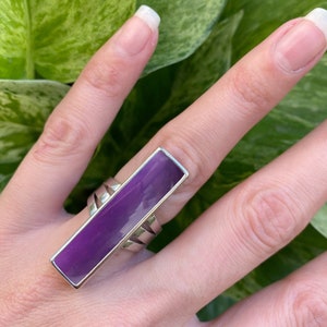 Natural Amethyst Ring, Handmade Silver Ring, 925 Sterling Silver Ring, Rectangle Amethyst Designer Ring, February Birthstone, Promise Ring