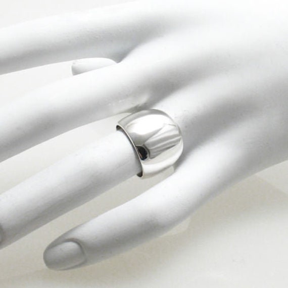 Sterling silver cigar band ring womens sale