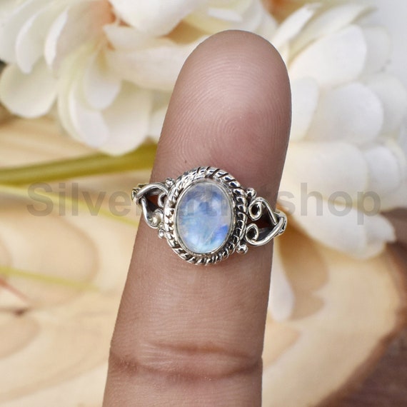 Buy Rainbow Moonstone Ring 925 Solid Sterling Silver Ring Signet Online in  India 