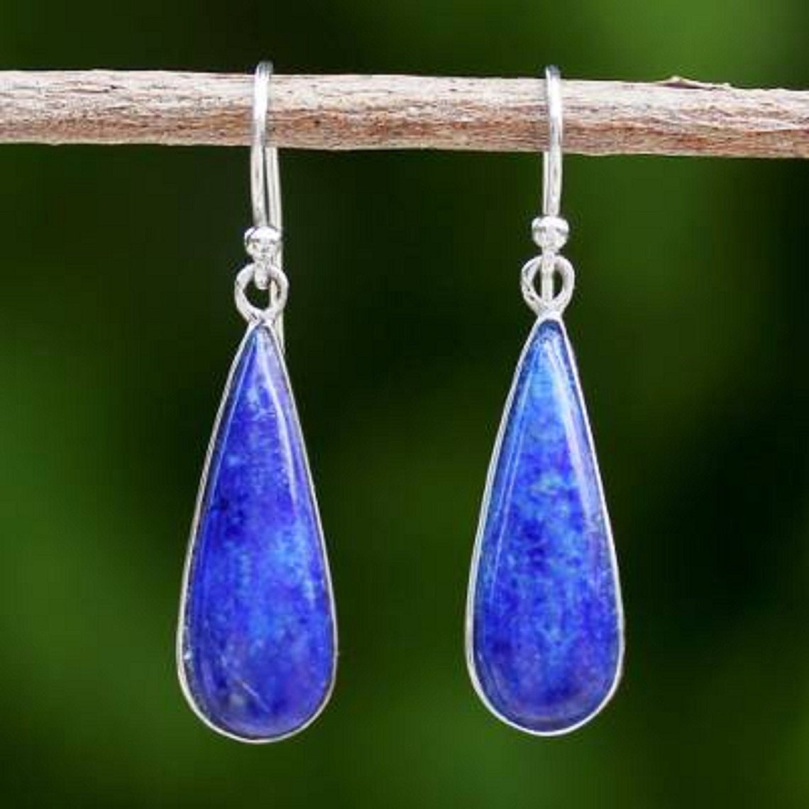 Lapis Lazuli Earrings Sterling Silver Lapis Earrings Pear | Etsy