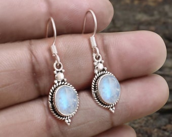 Moonstone Earrings, 925 Sterling Silver Earring, Boho Silver Earring, Bride Earring, Everyday Jewelry,Gemstone Earring,Birthday Gift Earring