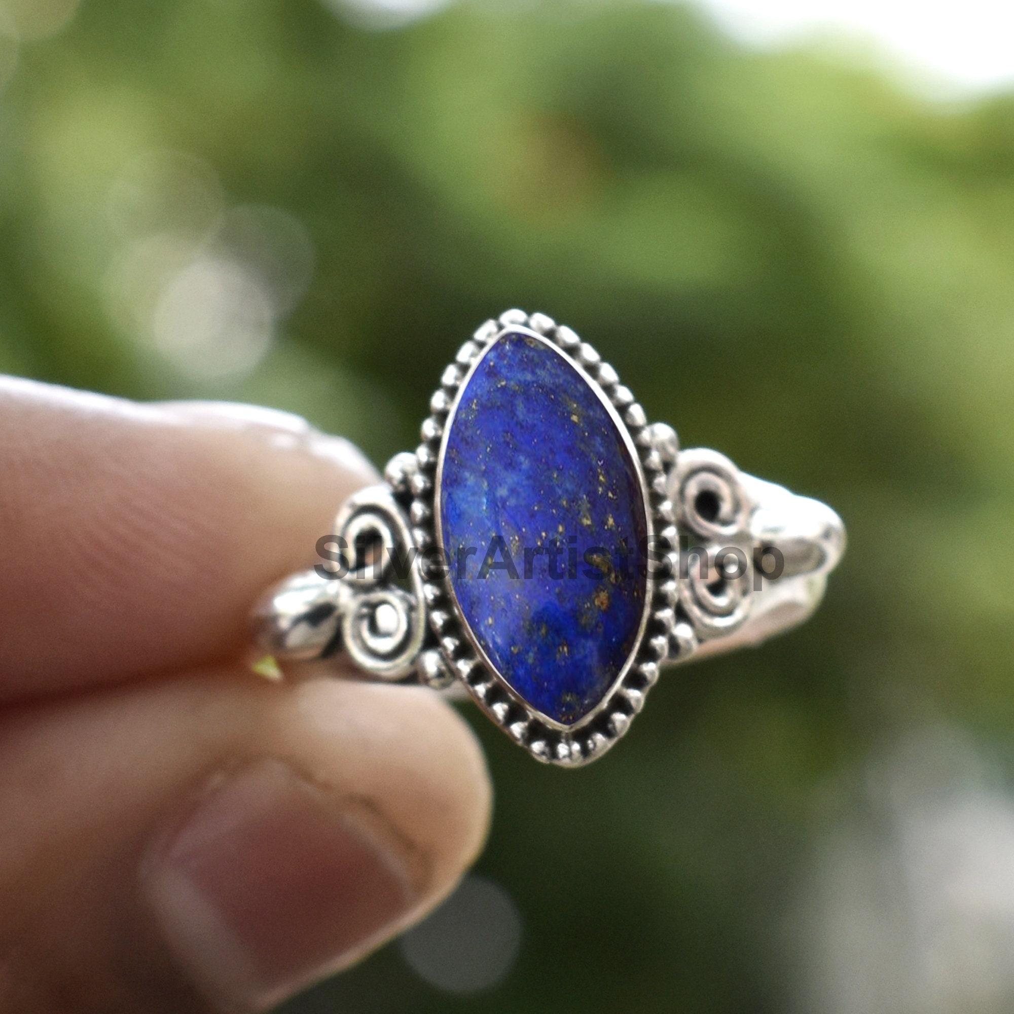 BEIER Superior Vampire Diaries Ring Stainless Steel Lapis Lazuli