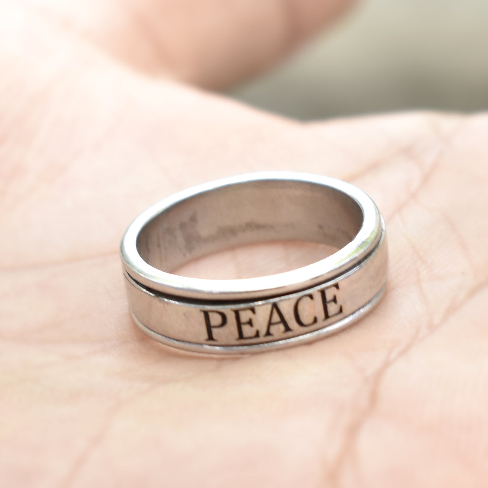Sterling Silver Ring Peace Ringspinner Peace Band Harry Etsy Australia