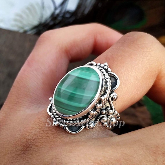 Malachite ring deals womens