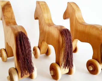 Grimm's Wooden Toys  Wooden Horse on Wheels