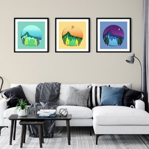 Morning, Noon, Night time 3D wall art decoration set for kids/teens room/ Printable/instant download