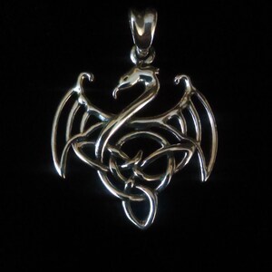 Sterling Silver Celtic Dragon Pendant with Sterling Silver Chain image 2