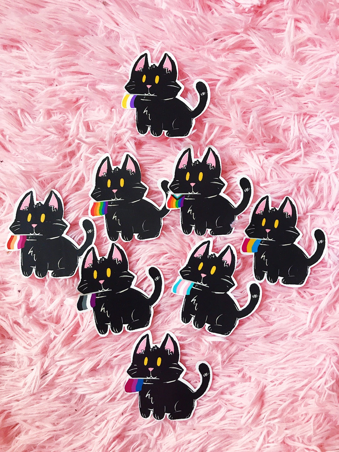 Black Cat Purride Flag Stickers - Etsy