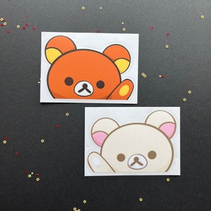 Kawaii Brown & White Bear Peeker Stickers