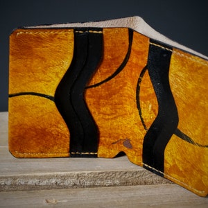 Full Grain Kangaroo Leather Hand Dyed Anniversary / Birthday Gift Men’s 6 Slot Bifold Slim Wallet