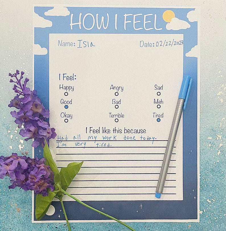 Printable How I Feel Sheet Download Etsy