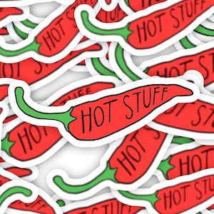 Hot Stuff Chili Pepper Waterproof Sticker | Funny Pepper Sticker | Cute Stickers for Laptop
