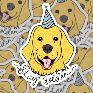 Golden Retriever Vinyl Sticker | Stay Golden | Birthday Dog | Cute Stickers Handmade
