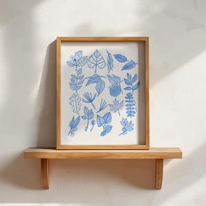 Missouri Native Trees in Indigo Ink Art Print