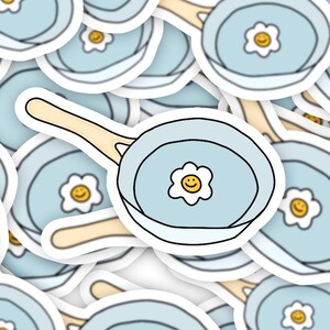 Smiley Face Egg on Frying Pan Sticker | Cute Waterproof Stickers for Water bottle | Happy Egg Sticker | Funny Sticker | Frankie Sue