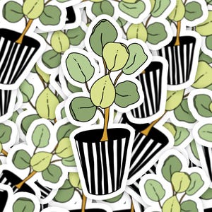 Sticker vinyle fougère feuille violon | Autocollant imperméable à l'eau de plante de dessin animé | Sticker fougère | Fougère tête de violon | Sticker plante | Achetez Frankie Sue