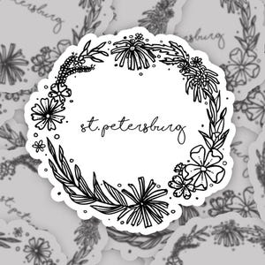 St. Petersburg, Florida Sticker | Wasserfester Aufkleber | Vinyl-Aufkleber | St. Pete Aufkleber | Niedliche Blumenaufkleber | Verkaufe hier Frankie Sue