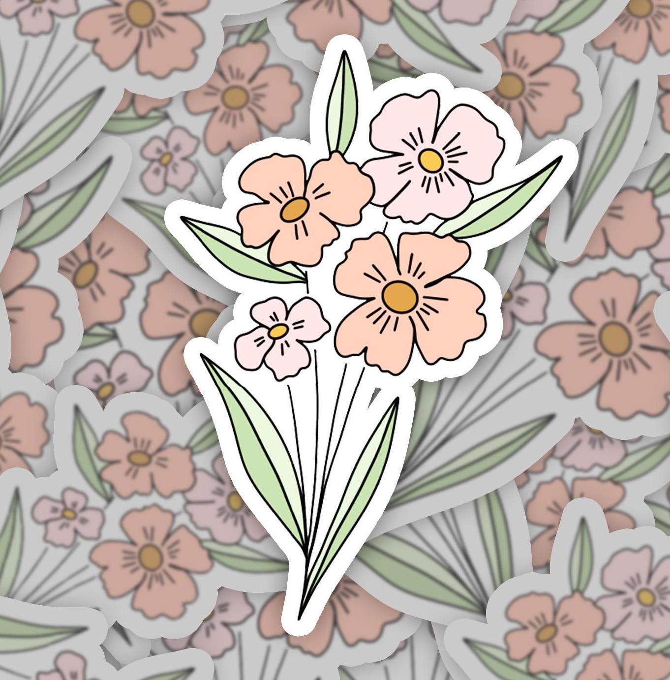 Pink Daisy Flower Waterproof Sticker | Cute Retro Daisy Sticker | Cute Stickers for Laptop | Cute Flower Sticker | Daisy Sticker