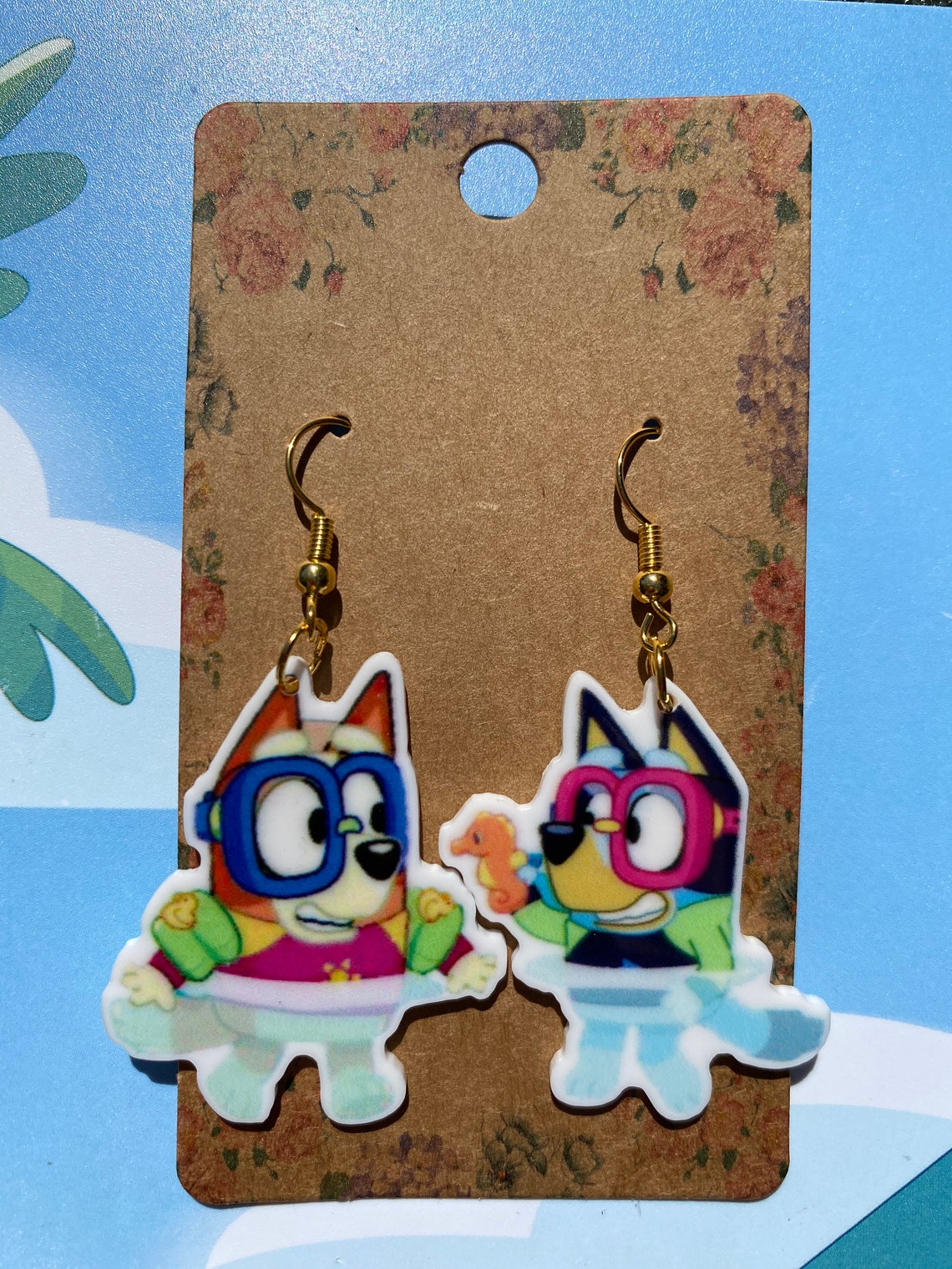 Bluey and Bingo Pool Earrings Etsy