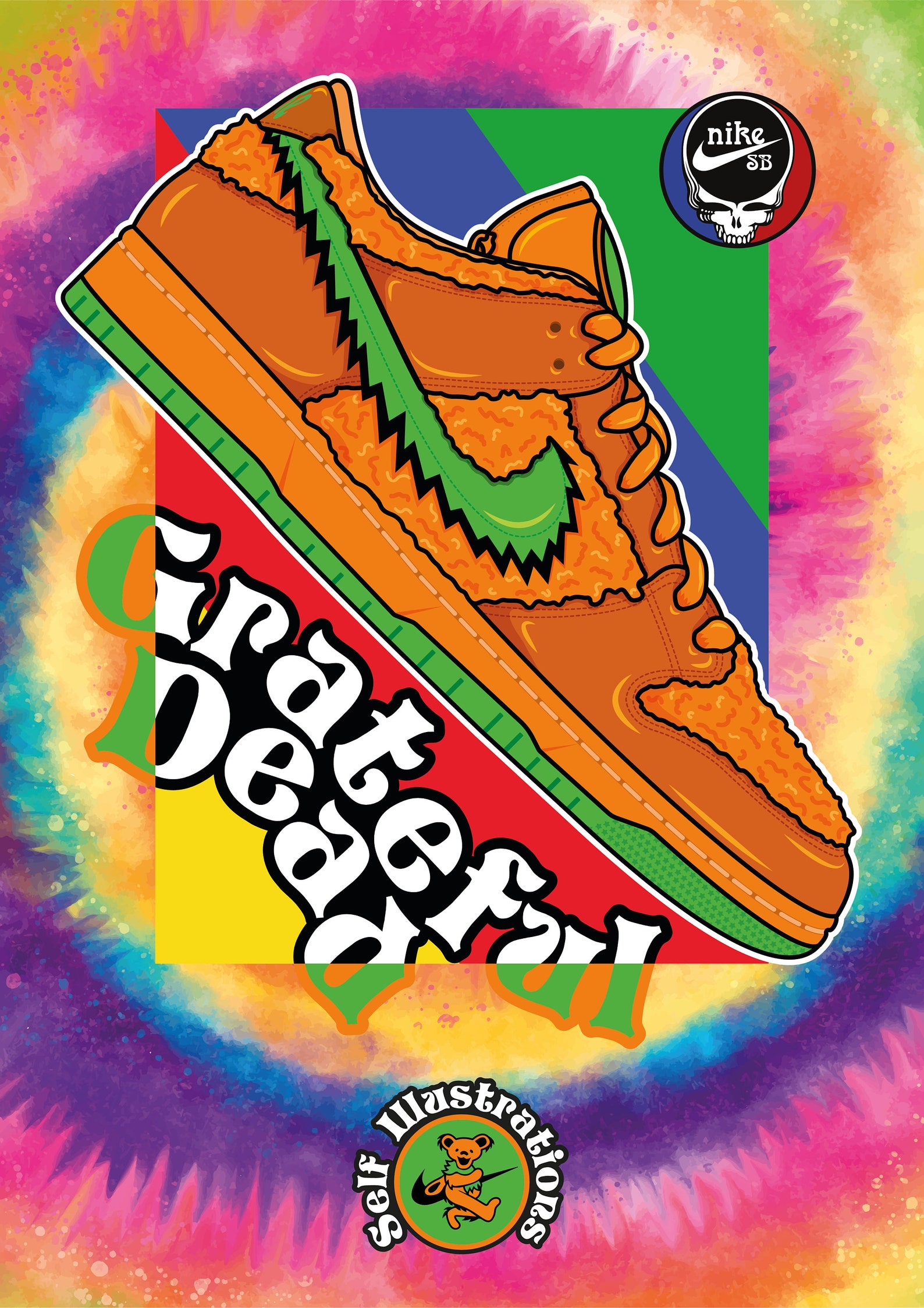 Nike SB Dunk Low Grateful Dead Orange / Poster / Poster / | Etsy