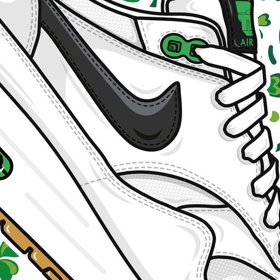 Nike Air Max 1 Patta Green White Cartel / - Etsy España