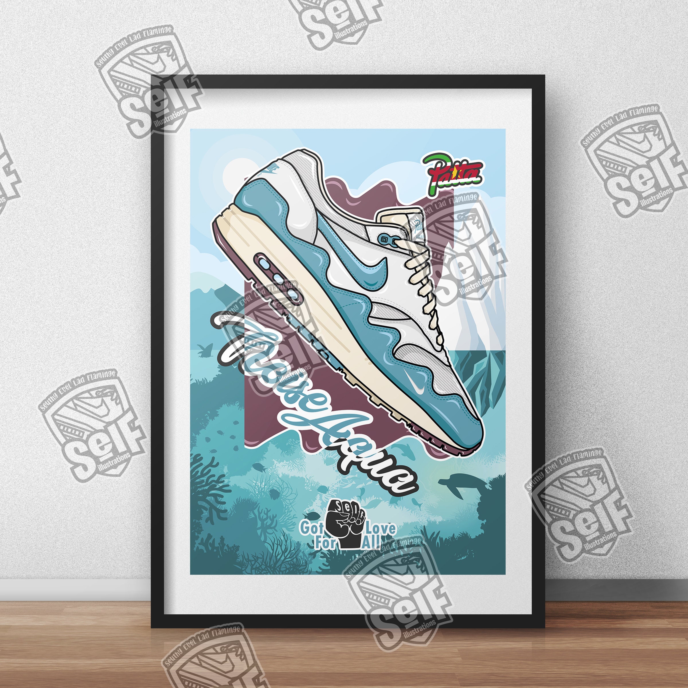 Poster avec l'œuvre « Affiche de baskets Nike SB x Cactus Jack