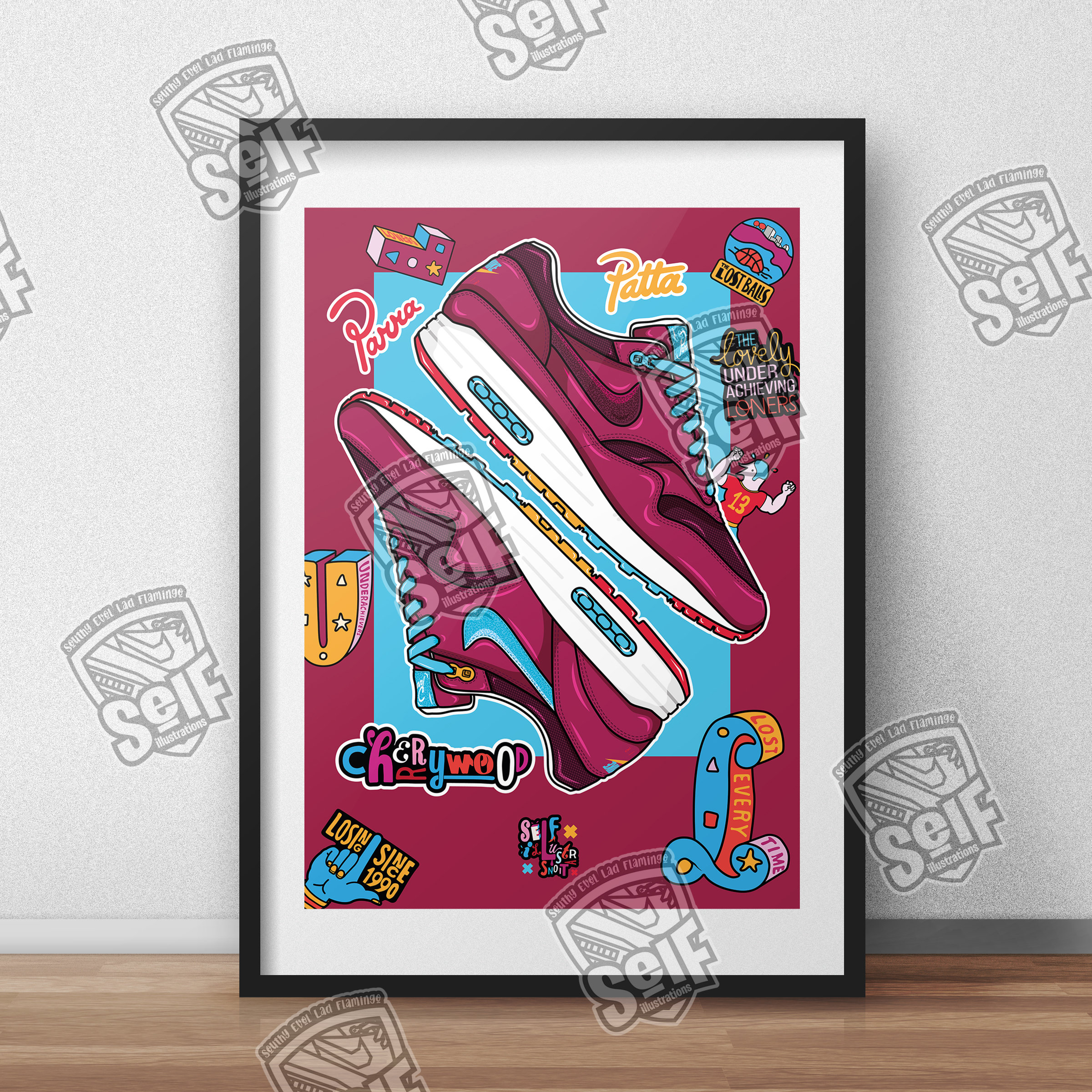 Poster avec l'œuvre « Affiche de baskets Nike SB x Cactus Jack