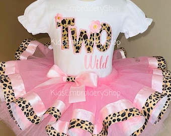Two Wild Birthday Tutu Shirt Set, Safari Birthday Kids Shirt, 2nd birthday shirt, Leopard Cheetah Zebra Giraffe Bday Shirt, 2 Wild Tee