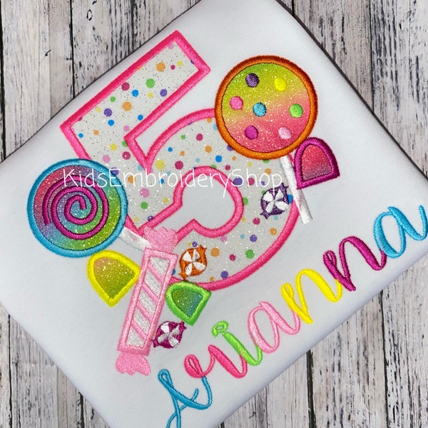 Camiseta de cumpleaños de dulces para niñas, Camiseta de cumpleaños número 2, Camiseta de cumpleaños con piruleta, Conjunto de fiesta de cumpleaños con purpurina de dulces, 1.º, 2.º, 3.º y 4.º cumpleaños