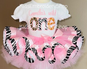 Wild One Birthday Tutu Shirt Set, Safari Birthday Kids Shirt, 1st birthday shirt, Leopard Cheetah First Bday Shirt, Wild ONE Tee