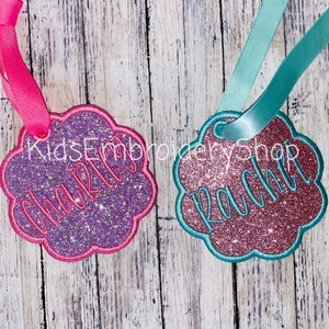 Glitter Personalized Backpack Tags, Custom Bag Tags, Personalized Luggage Tag, Kids School Bag Tags, Kids Backpack Tags, Embroidered