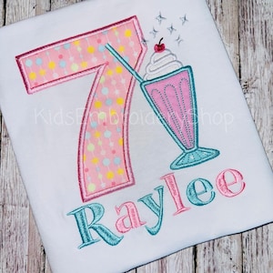 Girls Milkshake Birthday Shirt, Milk Shake Bday Tee, 50’s Birthday Theme, Retro Diner 1950’s Birthday, Ice Cream Soda Birthday Kids Top
