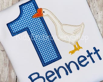 Boys One Silly Goose 1st Birthday Shirt, Goose Duck Birthday T-Shirt Kids, Baby Boy 1st Birthday Shirt, Gift First Bday Goose Theme