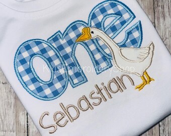 Boys One Silly Goose 1st Birthday Shirt, Goose Duck Birthday T-Shirt Kids, Baby Boy 1st Birthday Shirt, Gift First Bday Goose Theme