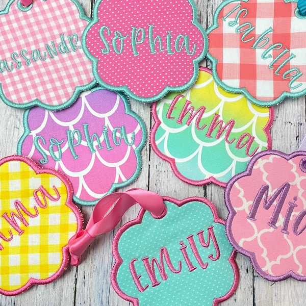 CUSTOM Personalized Backpack Tags, Custom Bag Tags, Personalized Luggage Tag, Kids School Bag Tags, Kids Backpack Tags, Embroidered Bag Tags