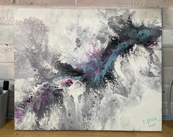 acrylic Dutch pour fluid art painting on canvas.