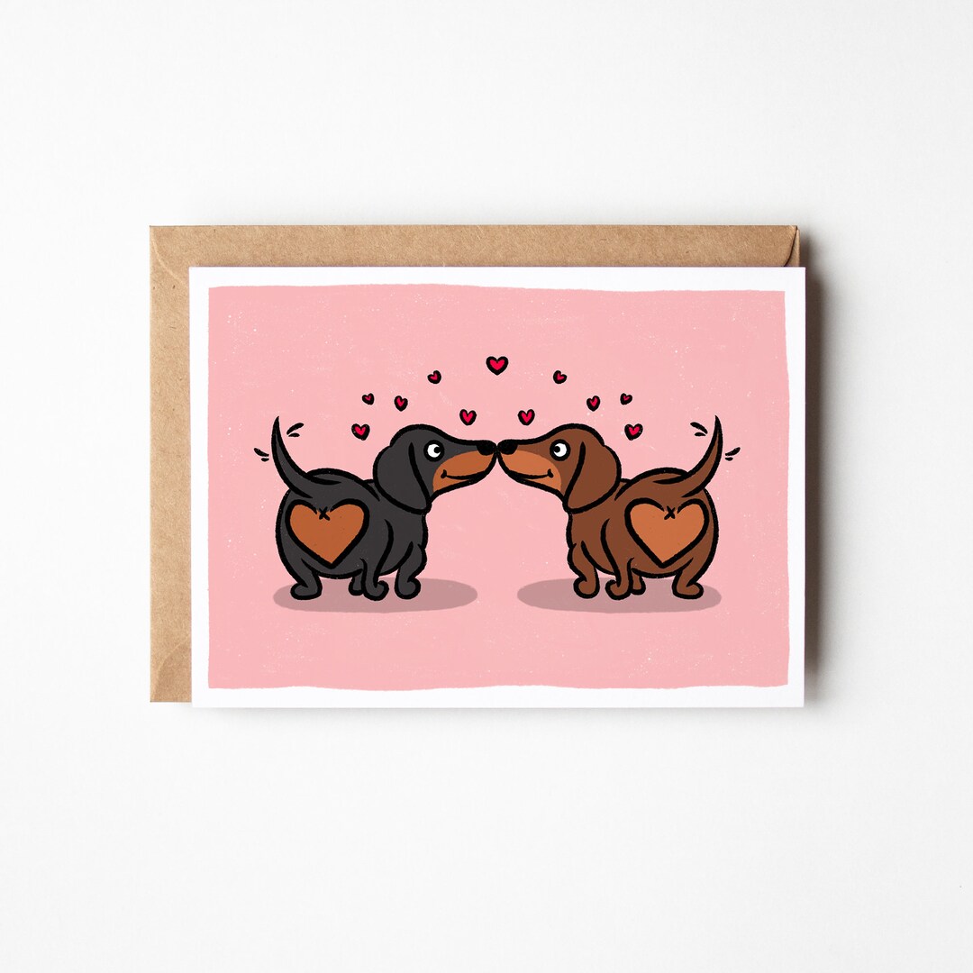 Dachshund Love Card, Cute Valentine Card, Cute Valentine's Day Card, Love Cards, Dachshund Lover Card, Anniversary Cards, Cute Anniversary