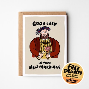 Henry VIII Wedding Card, Funny Wedding Card, Wedding Cards, Couple Cards, Newlywed Cards, Love Cards, Funny Love Cards, Just Married Cards