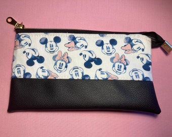 Mickey and Minnie Mouse Print Fabric Zipper Bag