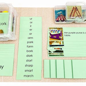 Montessori Green Series Starterset 4 | ar, er, ir, or, ur | Montessori-Lesematerialien