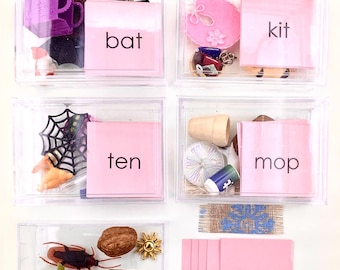 Montessori Pink Series CVC Word Matching Objects | Phonics Reading Material
