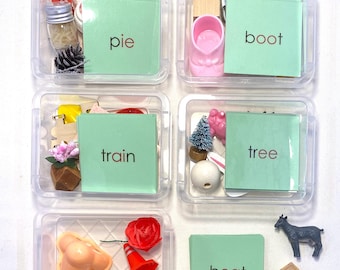 Montessori Long Vowel Object Set – Long A, E, I, O,U