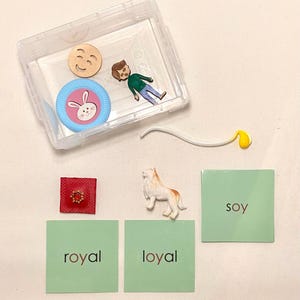 Montessori Individueller Diphtong (oy) Phonogramm Objektkasten