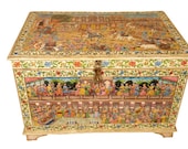 Very Rare box,Hand painted Box,Antique Box,Mughal Indian box,Vintage box,Bone inlay Jewellery box, Cash box, Dowry chest,Money box, Gifts