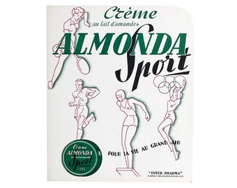 Vintage advertising sign cream Almonda Sport