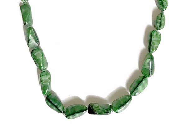 Collier Ancien En Pierre Naturelle Verte - Longueur 10-21 Pouces, Style Vintage
