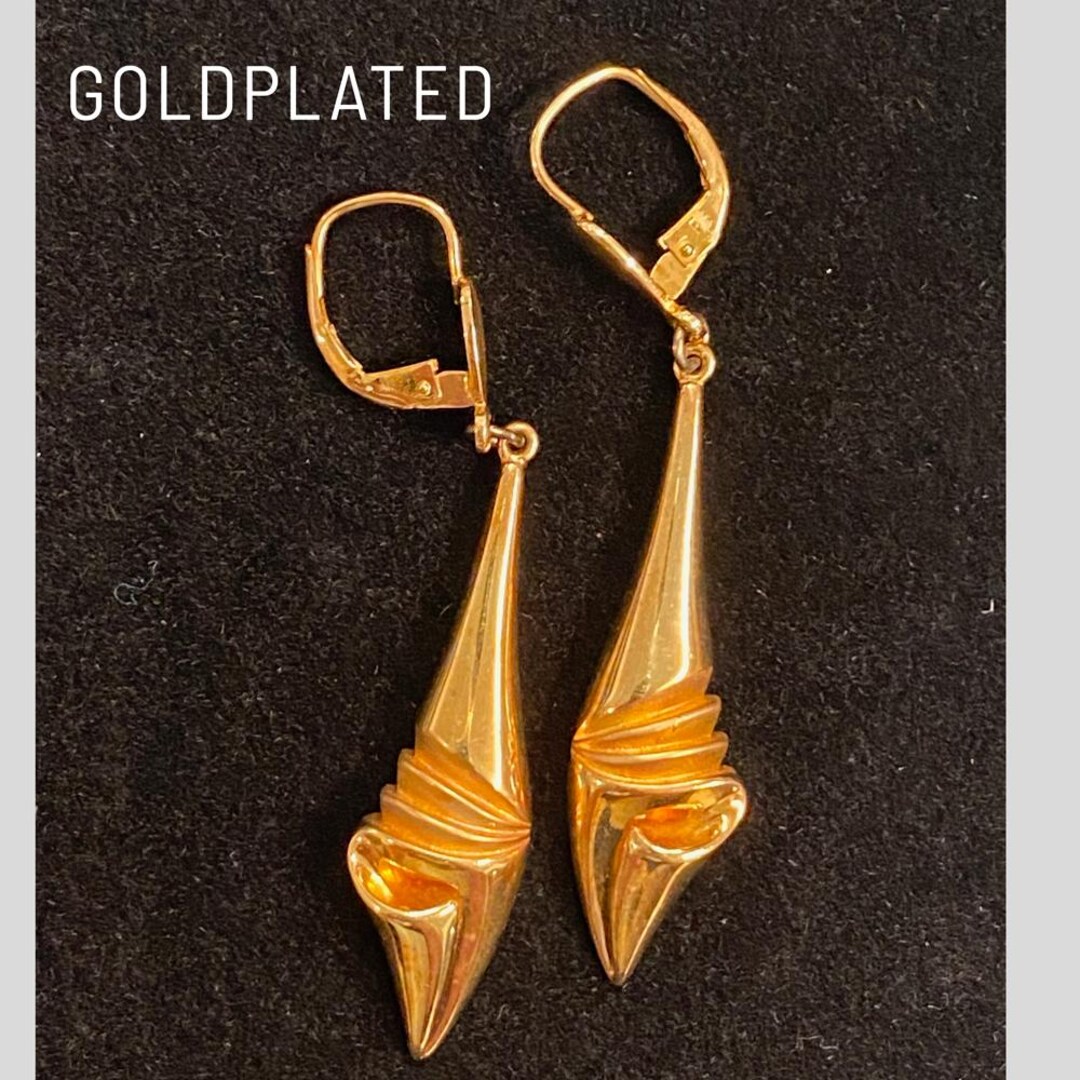 Paire De Boucles D'oreilles Vintage Plaquées Or Rétro - Occasion, Bon état, Origine France