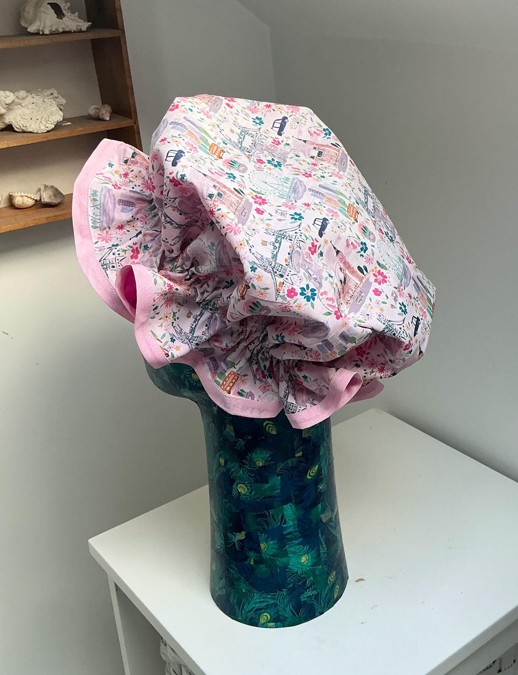 Pretty gorgeous Libertys Tana Lawn cotton shower cap/bonnet with waterproof lining