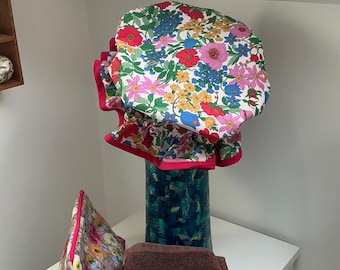 NUEVAS TELAS AÑADIDAS Gorro/gorro de ducha de algodón Libertys Tana Lawn con forro impermeable